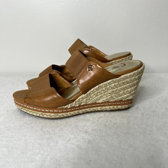 Etienne Aigner Brown Wedge Jute Espadrille Sandals - Picture 1 of 10
